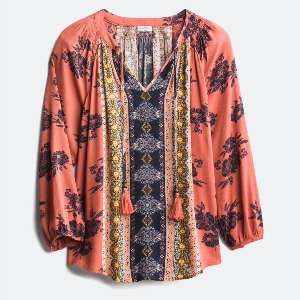 Boho print tassel top
